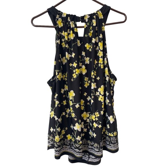 INC International Concepts Blouse Size 3X Floral Sleeveless Black Yellow Boho - Picture 2 of 6